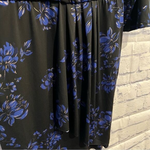 Studio One New York Black Floral Print Shift Dress Size Large - Picture 5 of 9
